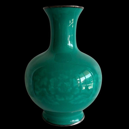 Vintage Japanese turqouise enamel vase - Ando - Contemporary Cluster