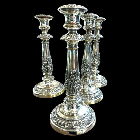 Fine Regency Sheffield plate candlesticks - Contemporary Cluster