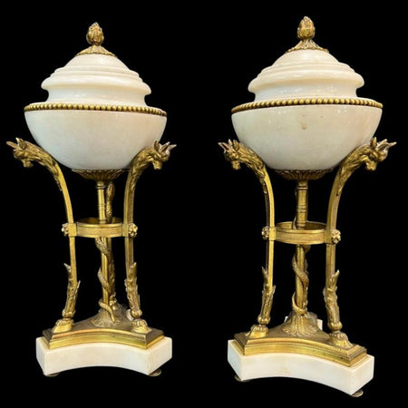 Pair of antique Napoleon III marble and bronze garnitures - Contemporary Cluster