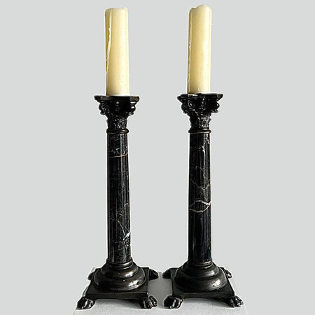 Pair of antique marble candlesticks - Contemporary Cluster